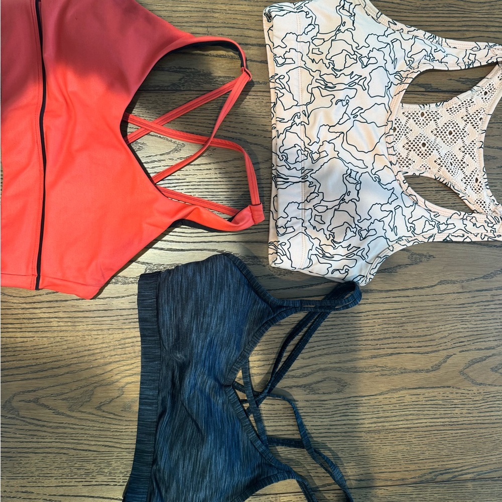 Stylish Sports Bras Set - Coral, Abstract, Black